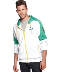 Stand out even when you go casual with this sharp hooded jacket from Puma.
