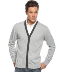 Quick-change artist. Get a whole new look by simply slipping on this comfortable cardigan sweater from Club Room.
