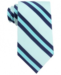 Punch up your nine-to-five look with the cool color palette of this striped tie from Club Room.