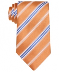 Give your suit a touch of sporty style with this striped tie from Geoffrey Beene.