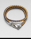 A richly-hued braided leather bracelet perfect for layering and wrap around styling.LeatherAbout 3 diam.Spring claspMade in Italy