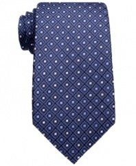 A classic neat pattern gives this Tasso Elba tie perennial appeal in your dress wardrobe.