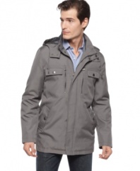Pop the hood on this lightweight jacket from Kenneth Cole Reaction. This look is ready for anything.