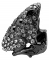 Hop to it. You'll take your style leaps and bounds in GUESS's chic frog cocktail ring. Crafted in hematite tone mixed metal with jet and clear crystals. Size 7.