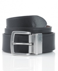 Cover the finer points of your personal style with this classic leather belt from Polo Ralph Lauren.