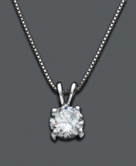 Always classic. Simple sterling silver chain necklace by B. Brilliant shines with the addition of a round-cut cubic zirconia pendant (1 ct. t.w.). Approximate length: 18 inches. Approximate drop: 1/2 inch.