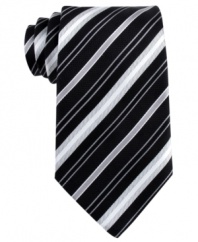 Make a power move. This strong, striped tie from Donald Trump seals the deal on your suit.