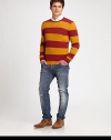 Colorful, sporty stripes band the body of this fine-knit wool pullover.Rib-knit crewneck, cuffs and hemWoolDry cleanMade in Italy of imported fabric