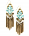 Trend alert: touch up your look in tassels. INC International Concepts' colorful style features five tassel chain drops and a diamond-shaped pattern in plastic turquoise beads. Set in mixed metal. Approximate drop: 4-1/2 inches.