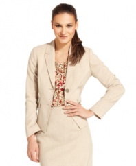 Calvin Klein's jacket is a summery-chic essential with its polished gold buttons and crisp, angular cut. Coordinates effortlessly with the pencil skirt from the full collection of separates.
