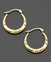 With a subtle side of style, nothing can stop you now! Highlight your look with these cute polished hoop earrings crafted in 14k gold. Approximate diameter: 1/2 inches.