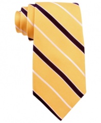 You'll never go wrong with this crisp classic striped tie from Tommy Hilfiger.