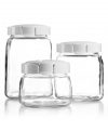 Create a new order in your kitchen with this set of three food storage canisters. Made from stain-resistant glass, each container brings organization to your countertop and features an airtight, leak-proof snap-lock lid that traps in the flavor and freshness of your favorite ingredients.