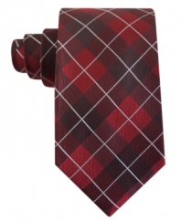 For the perfect preppy punch, toss on this plaid tie from Geoffrey Beene.