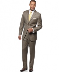 Kick it into neutral for all-day sophistication in this tan glen plaid suit from Jones New York.