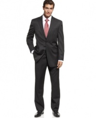 Coffee's only for closers? Have no fear, when you head to the office with this sleek solid suit from Michael Kors, you'll have no problems sealing the deal.