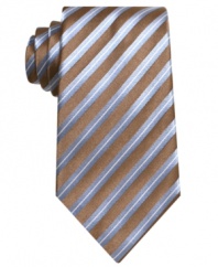 In a fresh stripe, this tie from Geoffrey Beene reimagines your workplace standard.