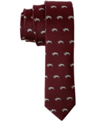 Take charge. A cool allover pattern makes this skinny tie from American Rag an instant eye-catcher.