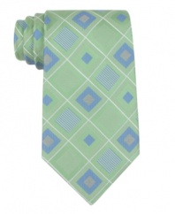 Freshen up. With a cool color palette, this grid tie from Michael Kors will be an instant hit.