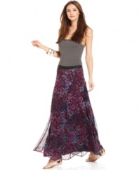 A colorful abstract animal print adds wild style to this MM Couture maxi skirt -- perfect for adding a pop of pattern to your summer wardrobe!