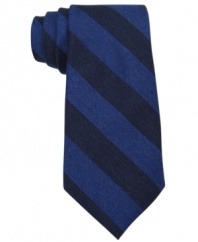 Bold bar stripes make a solitary statement on this Tommy Hilfiger tie.