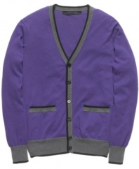 The cardigan just got cooler. This version from Sean John gives this preppy staple a streetwise spin.