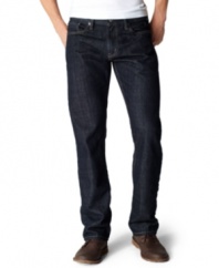 Stay on the straight and narrow in these classic jeans with an exceptionally slim fit.