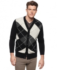 In a studious argyle, this cardigan from X-Ray perfectly captures prepster style.