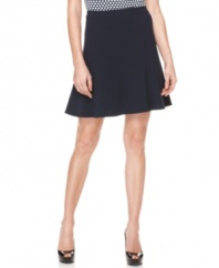 A classic silhouette, this solid Calvin Klein A-line skirt is a versatile wardrobe staple -- dress it up or dress it down!