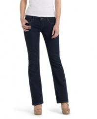 In a classic Ideal Indigo dark wash, these Levi's 524 bootcut jeans are perfect for a streamlined silhouette!