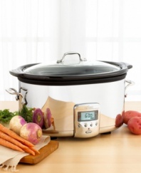 You'll always find the time to cook a mouthwatering meal with All-Clad's amazing, stainless steel slow cooker. The programmable timer can keep food cooking for up to 26 hours, creating fork-tender meat and perfect veggies as you go about your everyday business. The removable ceramic insert boasts a generous capacity for meals both large and small. One-year warranty.