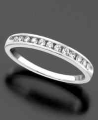 Add a little extra something to your engagement ring. A fresh row of sparkling channel-set certified diamond (1/4 ct. t.w.) ought to do just the trick. Wedding band crafted in polished 14k white gold.