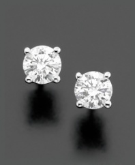 Add a pop of sparkle to any look with these timeless treasures. Stud earrings feature certified, near colorless, round-cut diamonds (1 ct. t.w.) set in polished 14k white gold. Approximate diameter: 5-2/10 mm.