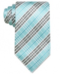 Check yourself. This classic patterned tie from Geoffrey Beene ups the ante on your 9-to-5 style.