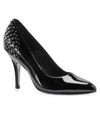 Top flight: Sleek and seductive, Isola's Wren pointed-toe pumps are an ideal finishing touch for a chic night-on-the-town look. With studded embellishment detailing in back and a high heel, they're available in leather and patent leather versions.