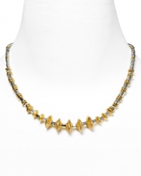 Experiment with texture with this beaded necklace from Vanessa Mooney. Crafted of a mix of gold-plated and silver plated beads, it perfect edgy yet eclectic accessorizing.
