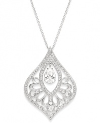 Serious sparkle. Cubic zirconias (1-1/2 ct. t.w.) and crystals shine brightly on this pretty pendant necklace from Eliot Danori. Set in silver tone mixed metal, it's sure to stand out whenever you wear it! Approximate length: 16 inches + 2-inch extender. Approximate drop: 1-1/2 inches.