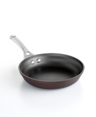 Just right. The perfect kitchen companion, this elegant bronze piece features multiple layers of nonstick technology, a hard-anodized construction and stay-cool handles for an unrivaled combination of professional performance and everyday ease. Your go-to for frying eggs, sauteing onions, stir-frying veggies, searing steaks and more. Lifetime warranty.