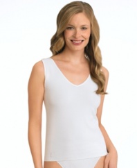 A sleek, seamless tank top by Jockey. Breathable fabric adds to its coolness and comfort. Style #2382 (Clearance)