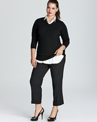 At the perfect length, this C by Bloomingdale's Plus cashmere tunic pairs with sleek leggings for easy chic-the perfect look when you're headed to lunch with the girls or out shopping the boutiques.