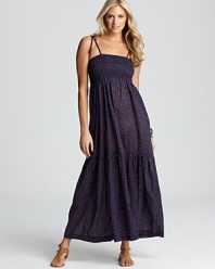 Hit print poolside with this smocked maxi dress from French Connection. In a simple shape and leaf motif, it's a natural choice for beach to boardwalk chic.