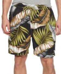 Feel as if your relaxing in the fronds with these print swim trunks from Tommy Bahama.