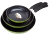 Ozeri ZP1-3P 3 Piece Green Earth Frying Pan Set with Textured Nonstick Ceramic Coating from Germany - 100% PTFE and PFOA Free