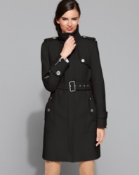 Get a polished look no matter the temperature with this stylish wool-blend trench from Kenneth Cole Reaction. A belted waist creates a flattering, feminine aesthetic. (Clearance)