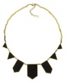 House of Harlow 1960 Black Leather Station Necklace