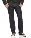 A raw wash and smart slim fit, make these dark denim blues from DKNY Jeans a no-brainer for your weekend lineup.