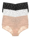 A soft stretchy lace V-kini in a vintage-inspired cut with a thick high-waist lace waistband. Style #9K2124
