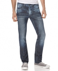 Give your everyday blues a dose of rock-n-roll toughness with this distressed skinny style from Buffalo David Bitton.