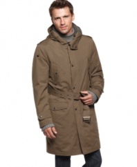 Rock the rain. This hooded coat from Kenneth Cole gets you ready to go, weather or not.