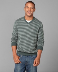 Anyone can rock a simple stripe. This sweater from Tommy Hilfiger is sporty style at its finest.